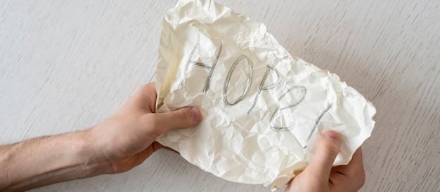 A close-up shot of a crumpled piece of paper with rejected text, symbolizing frustration and the struggle with writer's block. The background is blurred, emphasizing the single, failed attempt at writing.