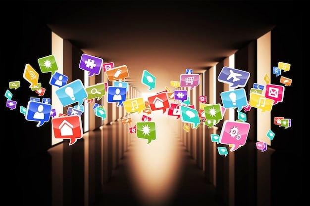 A collage of various social media icons (Facebook, Twitter, Instagram, YouTube) arranged around an image of an open book. The overall feel is connected and digital.
