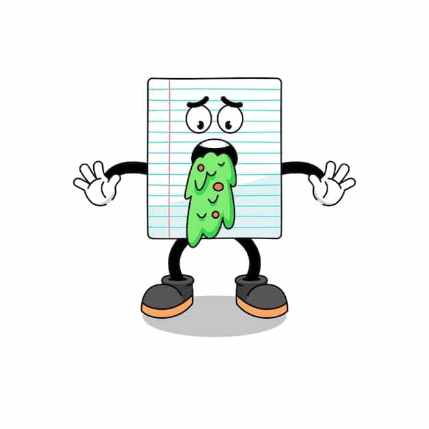 Hand drawing a character in a notebook. The character is somewhat cartoonish, but looks alive.