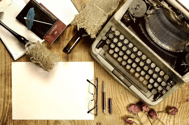 Several vintage typewriters placed side by side, each with a sheet of paper containing different fonts and styles, symbolizing the variety and creativity in writing styles.