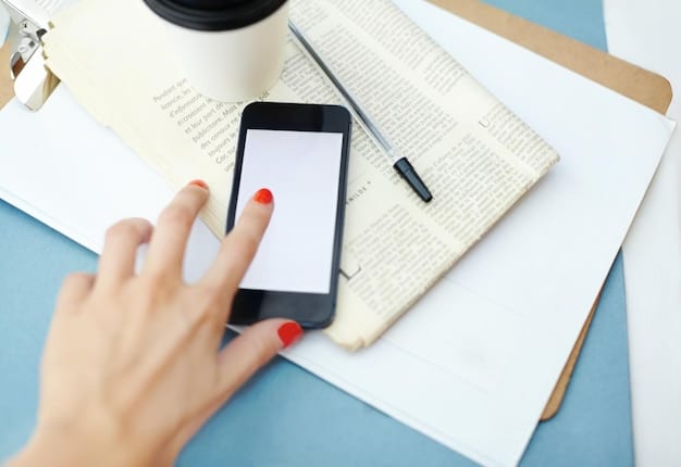 A close-up of a smartphone displaying a book club scheduling app with features like voting for meeting times and sending reminders.