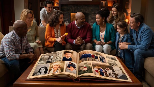 A screenshot of a virtual book club meeting, showing diverse participants engaging in a lively discussion via video call. Some members are holding books, while others are taking notes on tablets. The background showcases various home settings.