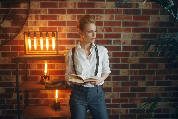 An author is standing on a small stage, holding a book and making eye contact with a person in the audience who is raising their hand. The author is smiling and nodding, creating a sense of connection and engagement. The scene is warmly lit.
