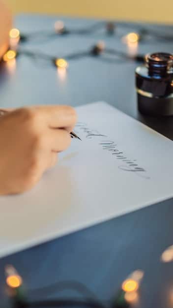Close-up of a hand filling out a neatly designed feedback form at an author event, focusing on the pens and the attendee's focused expression. The background is slightly blurred to emphasize the form and the act of providing feedback.