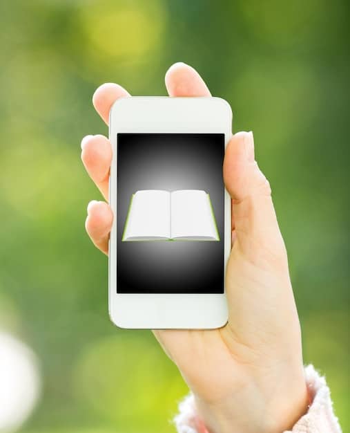 A close-up of a smartphone screen displaying a vibrant BookTok feed with various book covers and short video reviews. In the background, blurred hands are holding an open physical book.