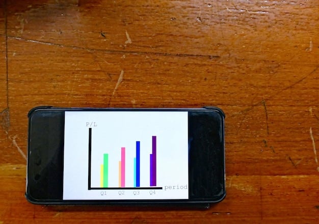 A detailed analytics dashboard screen on a smartphone, showing engagement metrics, views, and conversion rates, with a blurred background of books. This represents data-driven author marketing.