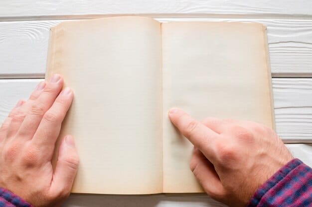 A close-up of hands turning the pages of an old, well-loved book, with warm, soft lighting indicating quiet reflection. The book pages are slightly yellowed, and the fingers are gently creasing the corner of a page, suggesting deep engagement.