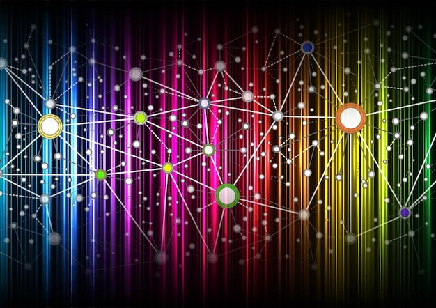 A detailed, abstract infographic using vibrant colors, with interconnected nodes and lines representing data flow and analytics. Small dollar signs and upward-trending arrows are subtly integrated to symbolize growth and increased sales.