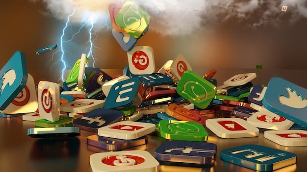 A dynamic mosaic of social media interfaces (Facebook, Instagram, TikTok) overlaid with book covers and author profiles, illustrating interconnectedness and promotional reach.