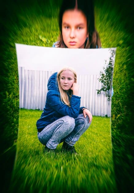 A split image showing two contrasting scenarios for teenagers: one side depicts a vibrant, well-equipped school library, while the other shows a teenager studying by a dim light in a cramped, less resourced home environment, symbolizing socioeconomic disparities.