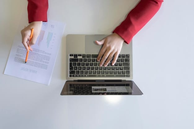 A person typing on a laptop with a document open that appears to be a book review summary. The focus is on the screen and the person's hands, suggesting the act of creating a summary. There are books and a cup of coffee in the background to create a relaxed and literary atmosphere. The image highlights the concept of Book Club Book Reviews: Writing Compelling Summaries That Attract Readers.