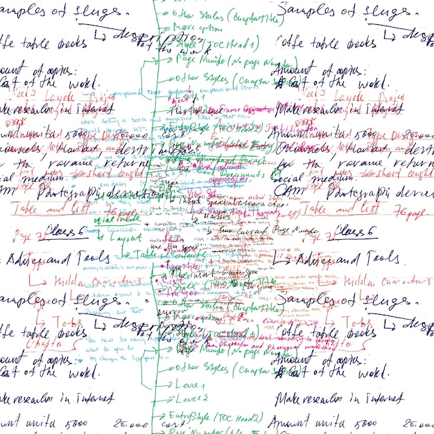 A close-up shows a handwritten page filled with crossed-out words, corrections, and notes scribbled in the margins. The image captures the messy and iterative nature of the writing process, reflecting the author's revisions after receiving feedback for Author Spotlight: From Rejection to Recognition: One Author's 2-Year Path to Publication.