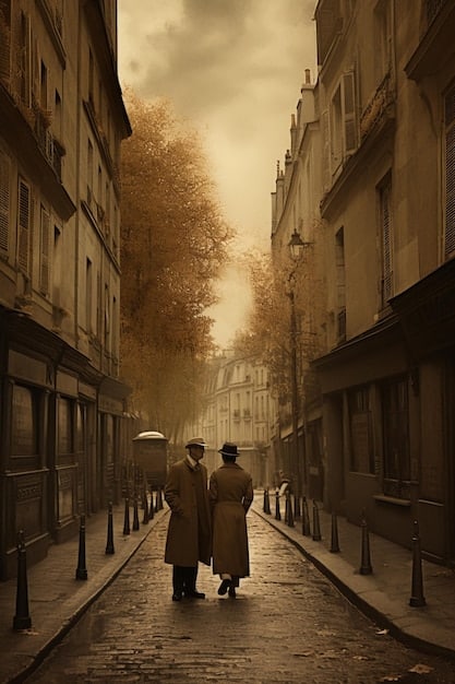 A sepia-toned image of a Parisian street during World War II, showcasing the architecture, fashion, and atmosphere of the time. A visual representation of historical context in fiction, relevant to how accurate are historical fiction novels.