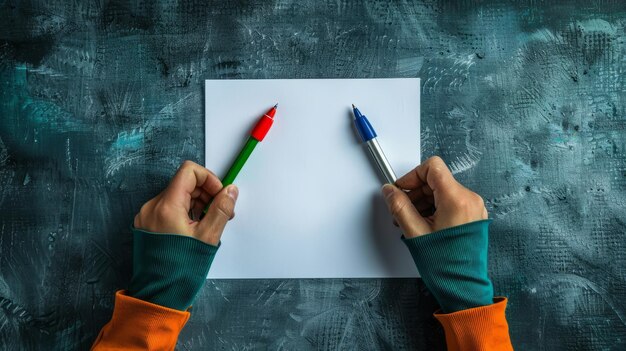 A split screen showcasing a human hand holding a pen on one side and a robotic arm holding a pen on the other. The background is a blurred image of bookshelves, subtly incorporating the theme of literature and technology.