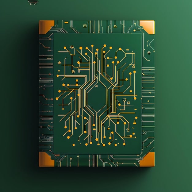 A close-up of a book cover with a circuit board design subtly embedded within the title. The cover is minimalist, with the title 