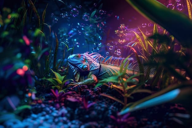 A bioluminescent alien forest teeming with exotic, glowing flora and fauna that defy earthly biology. The scene is bathed in an ethereal light, showcasing a diverse and vibrant ecosystem.