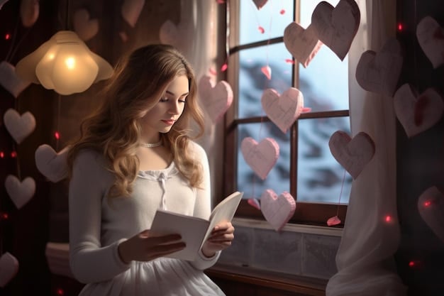 An image showing a person browsing through romance novels in a bookstore, with the subgenres clearly labeled on the shelves (e.g., paranormal romance, historical romance, contemporary romance). The focus is on the diversity of options available, illustrating 