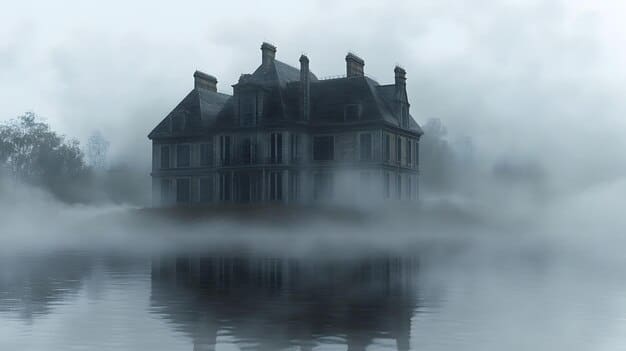 A dilapidated Victorian mansion shrouded in mist, symbolizing the oppressive atmosphere common in literary horror. The scene evokes a sense of decay and secrets hidden within, relevant to Literary Horror Beyond Jump Scares: Exploring Psychological and Existential Themes.